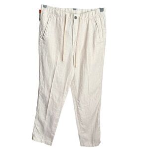 Tasso Elba Island Men’s M Linen Pants Beige Drawstring Elastic Waist Coastal